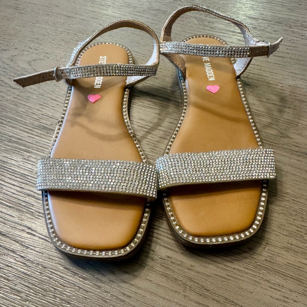 Steve Madden Girl Crystal Silver Sandals